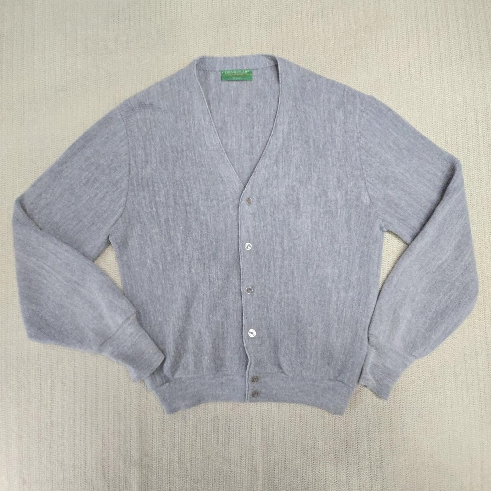 Grand Slam By Munsingwear Sweater Mens Medium Gray Cardigan V Neck Button Knit